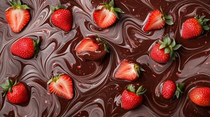 Sticker - Chocolatey background with strawberries on top