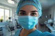 © Bold24 - a selfie of a female doctor with a mask on her face