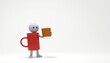 © Neuroillustrator3033 - 3D stick figure character holding a large coffee cup for productivity in a minimalist style with copy space for workplace messages