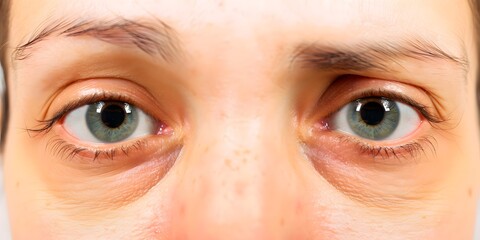 Close-up of a person's tired eyes with dark circles, reflecting physical and emotional strain caused by sleep disorders. Lack of sleep,fatigue,health,stress,aging,staying up late, work pressure