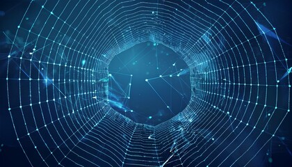 programing code and color of the year; abstract technological background with lines connection network dots, modern technology concept hex mesh