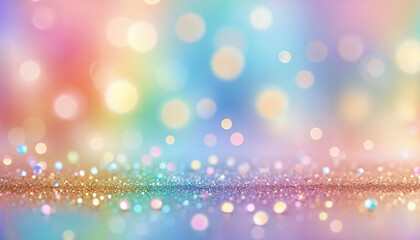 Wall Mural - pastel rainbow background with shimmers and bokeh lights