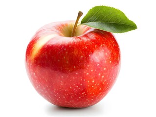 Fresh juicy apple, with a smooth, shiny skin on a white background.