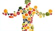 © Bold24 - Illustration of a human body formed from various fruits and vegetables, symbolizing healthy living