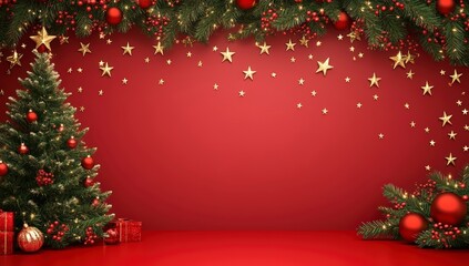 Wall Mural - holiday cheer with gold accents on red