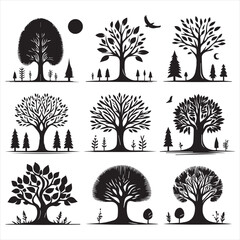 Wall Mural - minimalist black and white tree