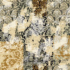Wall Mural - abstract damask baroque floral patchwork wallpaper vintage vector seamless pattern for fabric shirt 