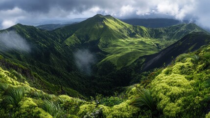 Wall Mural - Mountain landscape on island. Rugged natural beauty. Nature