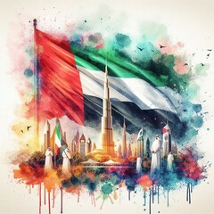  Flag Day. Elegant UAE Flag Day Graphic - Vertical Design with National Flag 