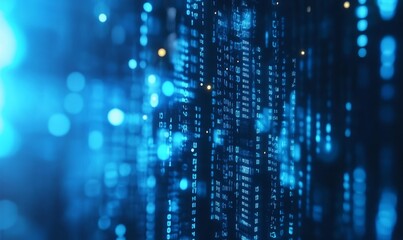 abstract image of binary computer codes in blue