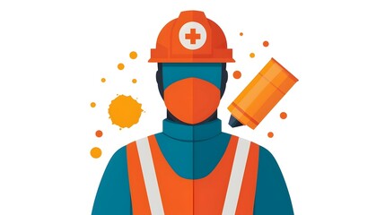 Leinwandbilder - Detailed Risk Management Line Icon Showing Warning Sign and Complementary Color Scheme for Business Finance and Security Concepts