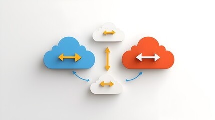Aufkleber - Minimalist two tone cloud icon symbolizing seamless data transfer and connectivity between servers hosting a high tech network infrastructure  Concept of cloud computing data management