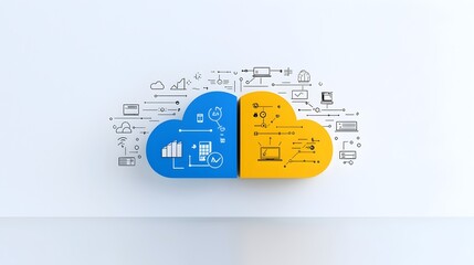 minimalist cloud icon design showcasing the concept of data transfer and exchange between servers in