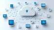 © Srinard - Hosting Network Icon with Two Tone Cloud and Interconnected Server Nodes  Representing the infrastructure connectivity and scalability of modern cloud based data management and IT services