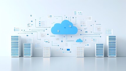 Leinwandbilder - Scalable Cloud Hosting Icon Showcasing Interconnected Server Network for Efficient and Reliable Digital Infrastructure