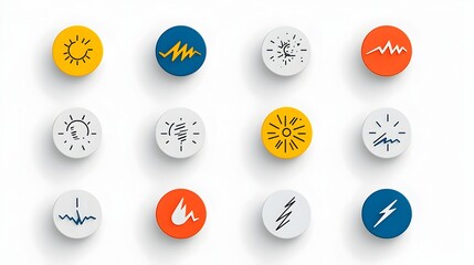 Fototapete - Stylized weather icons with a bold two color geometric design for modern digital interfaces weather apps and visual weather reporting  The minimal