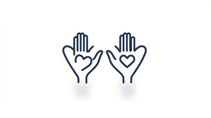 Poster - Minimalist and clean charity icon set in two contrasting color tones featuring open hands with a heart icon motif that symbolizes generosity care and compassion
