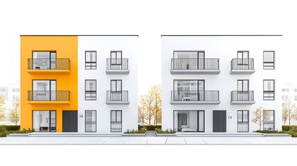 Fototapete - Dual Tone Apartment Building Icons with Sharp Outlines and Flat Design Aesthetic Representing the Concept of Modern Urban Real Estate and Residential Living