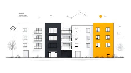 Aufkleber - Stylized dual tone icons representing apartment buildings and urban real estate designed with sharp outlines and a modern flat aesthetic to convey the concept of residential properties home ownership