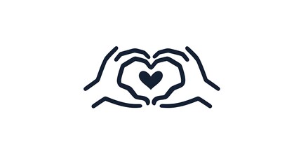 Aufkleber - Minimalistic two tone icon featuring two hands forming a heart shape symbolizing the concepts of love unity connection and togetherness