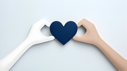 Aufkleber - Minimalist and clean lined icon design featuring two hands forming a heart shape representing the concepts of love unity connection and togetherness