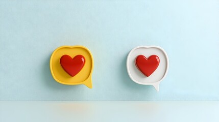 Aufkleber - Minimalist Two Tone Icon Featuring a Heart Shape Within a Speech Bubble Symbolizing the Concept of Love Communication and Messaging