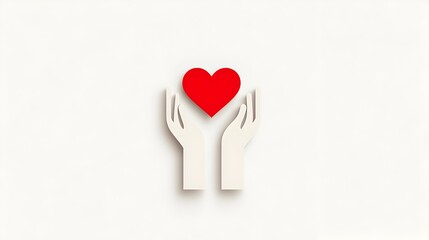 Fototapete - Minimalist Dual Tone Icons Depicting Hands Gently Holding a Heart Representing the Concepts of Care Love and Compassion in a Clean Contemporary Design