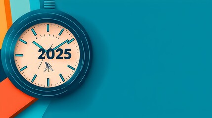 Aufkleber - Minimalist and Elegant Design Featuring a Clean Line Art Clock Striking Midnight Integrated with a Stylish and 2025 Typography Creating a Captivating Aesthetic for Advertising or Branding Purposes