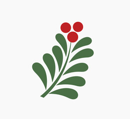 Wall Mural - christmas mistletoe branch plant symbol. christmas decoration design element. vector illustration.