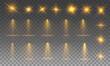 © Ольга Гордеева - Yellow light effects. Beam from a spotlight and a star. Gold Shine, glow, white. Glowing abstract isolated light effects lens. Lens flash, explosion, spark.