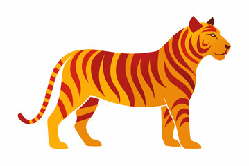 Colorful African Tiger Silhouette Vector on White Background