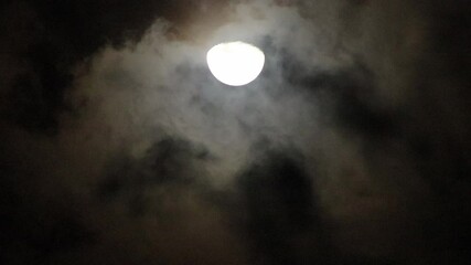 Wall Mural - Half moon and clouds moving at night