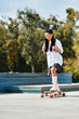 © LIGHTFIELD STUDIOS - A young Asian student confidently rides her skateboard outdoors, embracing youth culture and style.