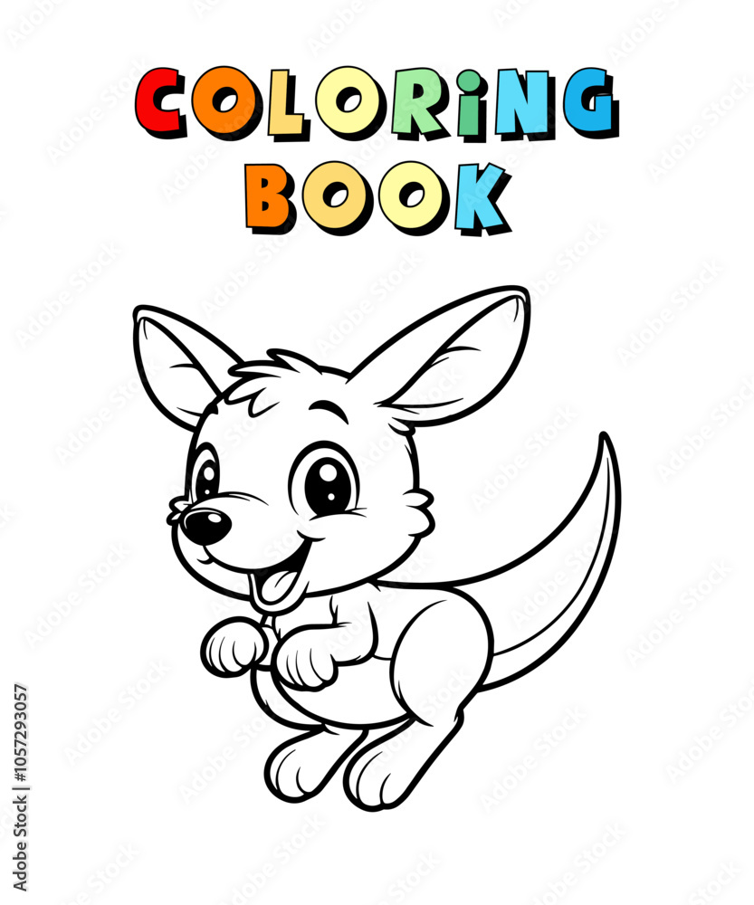 Cute Kangaroo Cartoon , Wildlife Animal Coloring Page , Animal Coloring ...