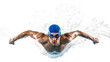 © Rawpixel.com - PNG Muscular swimmer swimming water cap.