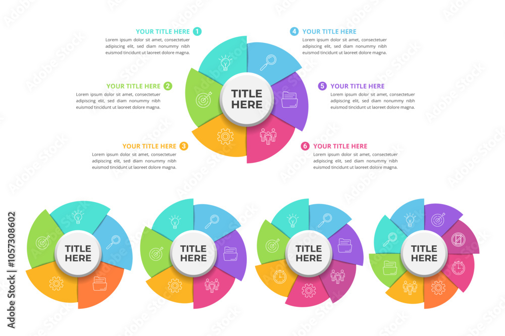 Cycle Infographic Elements with Multiple Step and Editable Text for ...