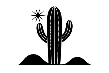 Cactus silhouette vector hand drawn.