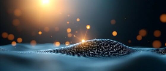 Futuristic particle network visualization representing the complexity of digital data with glowing points interconnected by dynamic lines conveying the concept of technology information