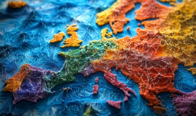 Wall Mural - european telecommunication and data transfer networks with global internet connectivity for communic