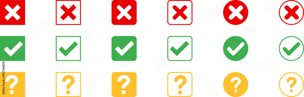 Cross check mark exclamation mark on white background. Isolated vector ...