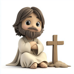 Jesus with a Wooden Cross., Jesus 3D character