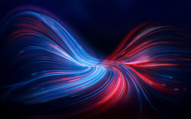 Aufkleber - Abstract digital art with swirling red and blue lines against a dark background.
