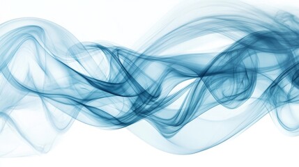 Wall Mural - Abstract blue smoke gently swirls against a white background, creating a captivating visual effect. The blue smoke brings a sense of depth and intrigue, perfect for creative projects.