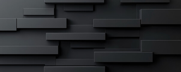 Black tech background featuring a geometric 3D structure, sleek design, modern aesthetics, ideal for digital presentations and tech themes