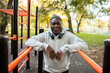 © Marko Geber - Portrait of a senior man exercising at outdoor fitness park in autumn