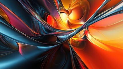 Wall Mural - Surrealistic abstract futuristic background created through 3D rendering, offering a unique perspective with vibrant colors and intricate shapes. Ideal for artistic projects, with ample copy space.