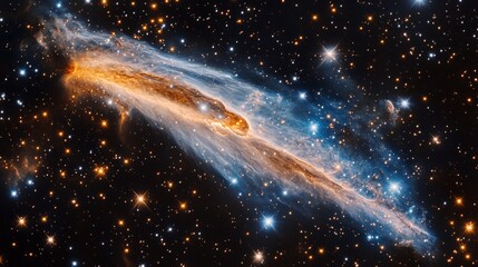 Wall Mural - Burning comet tail streaking across the night sky, surrounded by bright stars and deep nebulae generative ai