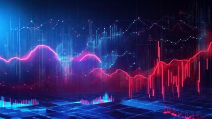 Poster - Abstract data visualization with colorful graphs and digital patterns.