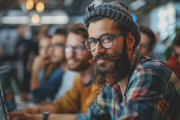 A group of developers men and women working together to program an e-commerce website.