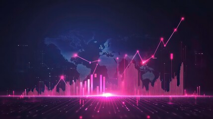 Poster - A digital representation of global data trends with graphs and a world map backdrop.